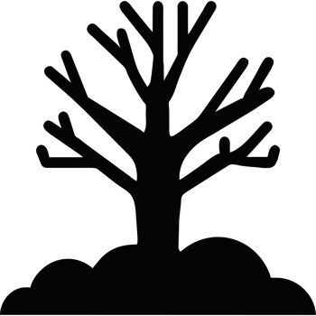 A black silhouette of a tree on a hill png