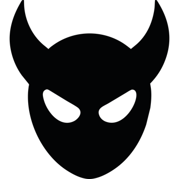 A black devil mask with horns on it png