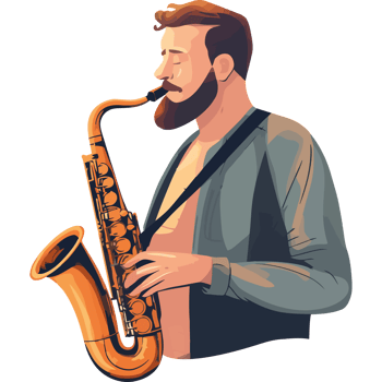 Man playing wind and brass instrument icon png