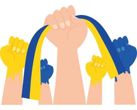 Hands holding up a flag with the words ukraine png