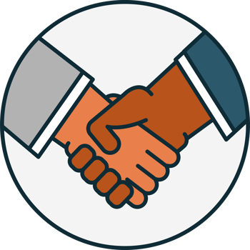Two people shaking hands in a circle png