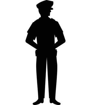 A silhouette of a man in a police uniform png