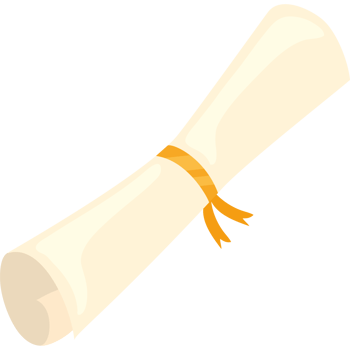 A diploma with a ribbon on it png