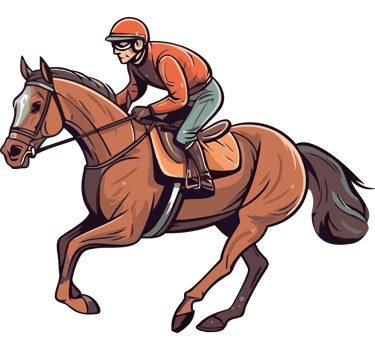 Jockey on horseback racing illustration png