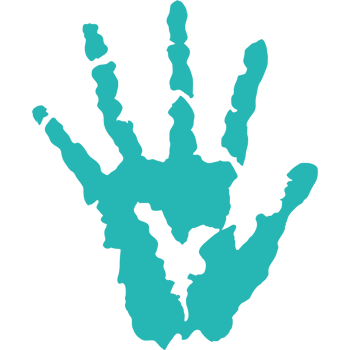 A hand print with a heart on it png
