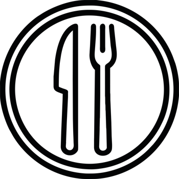 A black and white image of a fork and knife png
