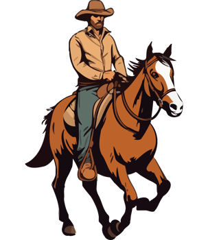Cowboy riding horse illustration png
