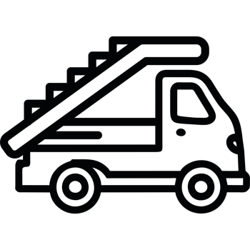 A black and white truck with a ladder on top png