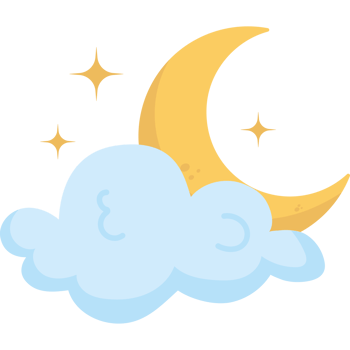 A cartoon cloud with a moon and stars png