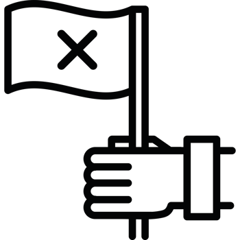 A hand holding a flag with a crossed out cross png