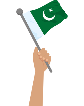 Hand holding pakistan flag icon isolated png