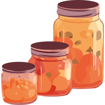 Three jars with food in them png
