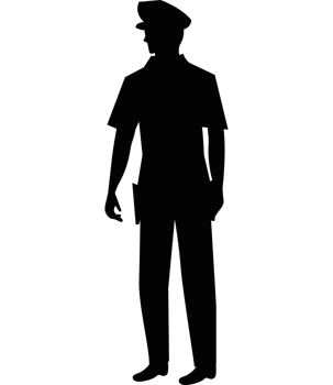 A silhouette of a man in a police uniform png