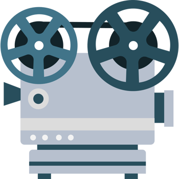 A movie camera icon with two reels png