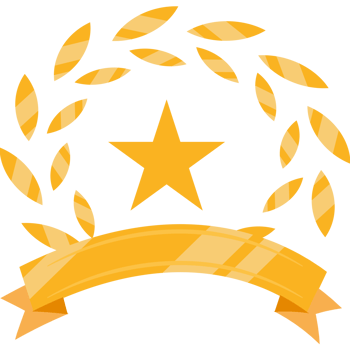 A star and laurel wreath with a ribbon around it png