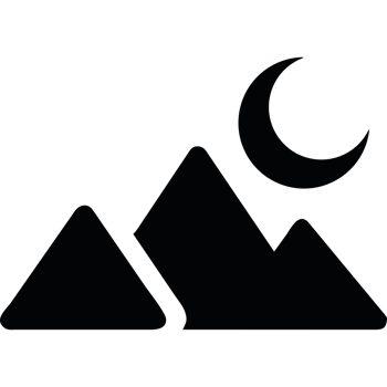 A black and white mountain silhouette with a moon png