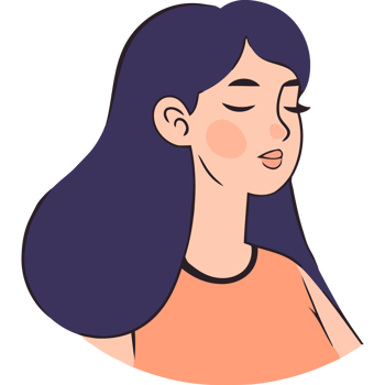 A woman with long hair and eyes closed png