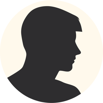 A silhouette of a man's head in a circle png