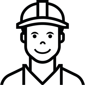 Smiling engineer in hardhat element icon isolated png