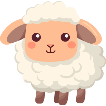 A cute little sheep with big eyes png