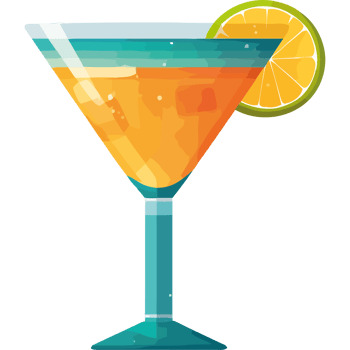 A cocktail with orange slice in it png