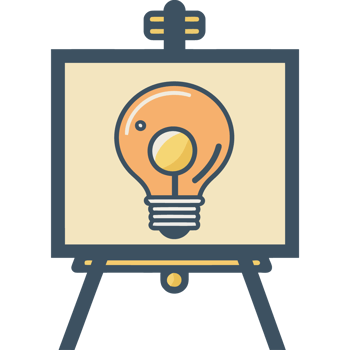 An image of a light bulb on an easel png