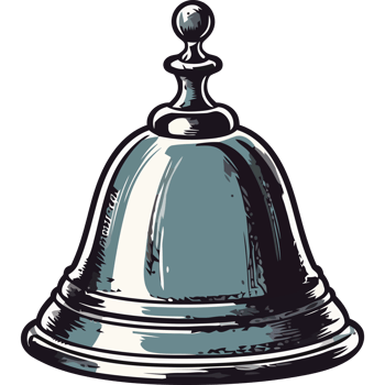 Metallic handbell ringing, symbol of hotel service element icon isolated png