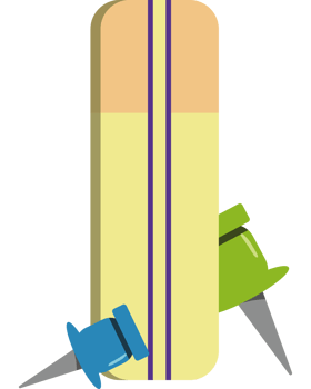 A yellow and green board with two pins png