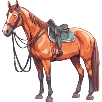 Saddled horse pulled icon isolated png