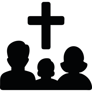 A family with a cross in the middle of the silhouette png