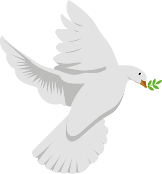 A white dove with an olive branch in its beak png