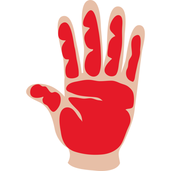 A red hand with a red hand print png