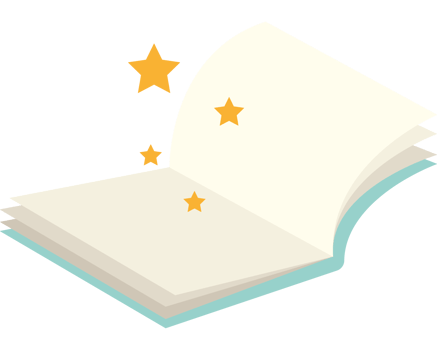 An open book with stars on it png