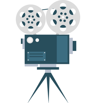 A movie camera with two film reels on a tripod png
