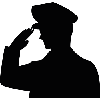 A silhouette of a man saluting his hand png