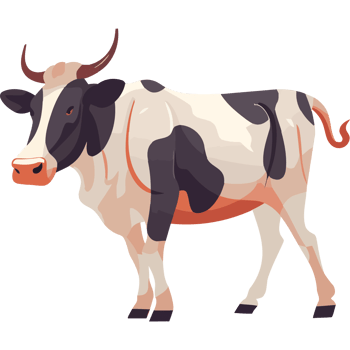 Cow with horns standing element icon isolated png