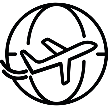 Airplane flying around the globe element icon isolated png
