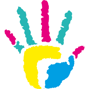 Hand print with colorful paint element icon isolated png