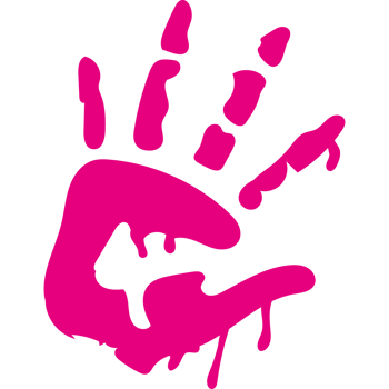 Pink hand with dripping paint element icon isolated png