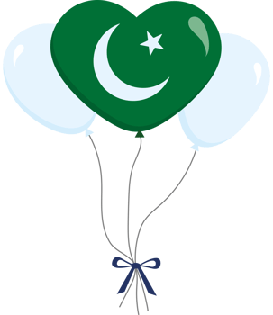 Pakistan flag heart balloons png