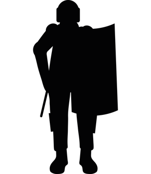 A silhouette of a man holding a sword png