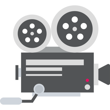 A movie camera icon with two film reels png