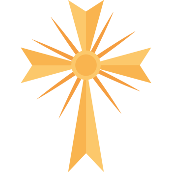 A golden cross with a sun in the center png