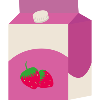 A carton of milk with strawberries on it png