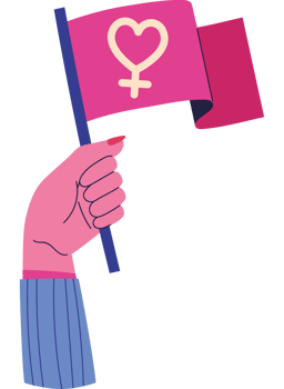 A hand holding a pink flag with a heart on it png