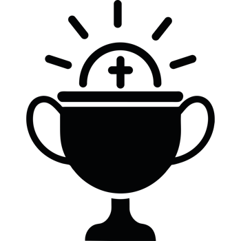 A black and white icon of a trophy png