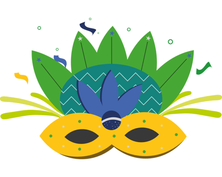 A colorful mask with leaves and flowers png