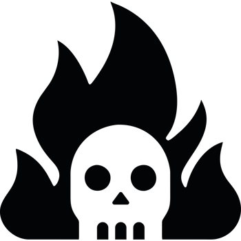 A skull with flames on it png