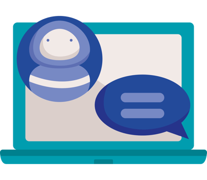 Chatbot on laptop png
