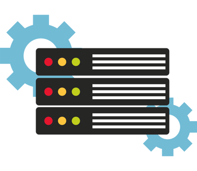 A server with gears and a red dot png